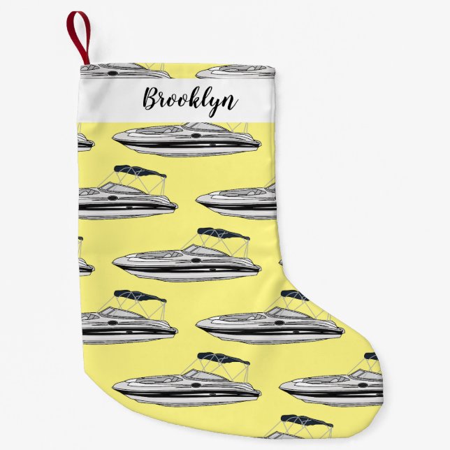 Calcetín Navideño Pequeño Ilustracion personalizado en motocicleta (Anverso)