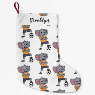Calcetín Navideño Pequeño Ilustracion personalizado futbolista elefante