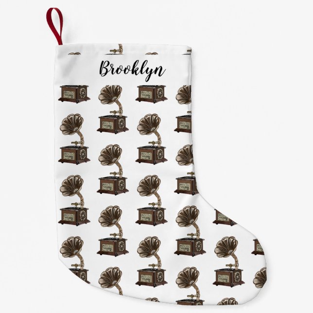 Calcetín Navideño Pequeño Ilustracion personalizado girable (Anverso)