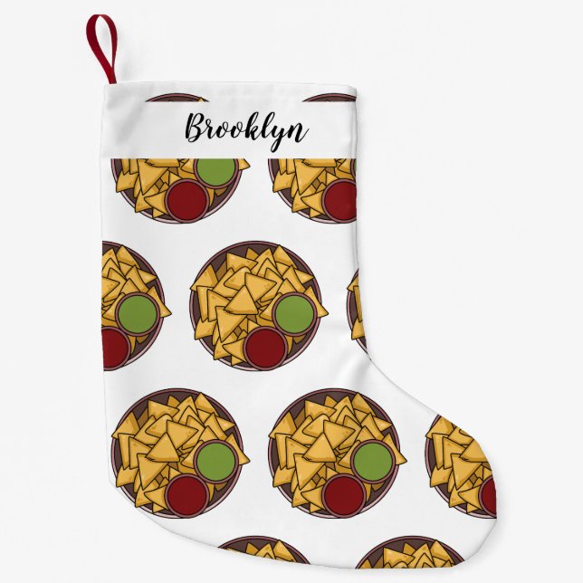 Calcetín Navideño Pequeño Ilustracion personalizado Nachos (Anverso)