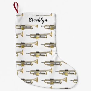Calcetín Navideño Pequeño Ilustracion personalizado Trumpet