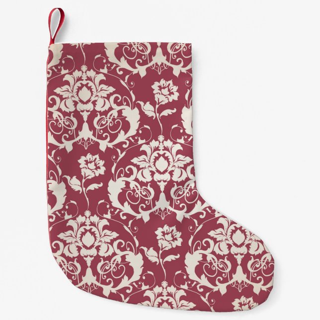 Calcetín Navideño Pequeño Ilustracion. Textura de lujo. Barroco, costura de  (Anverso)