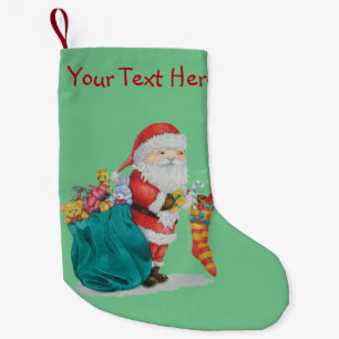 Calcetín Navideño Pequeño imagen de la linda santa con presiones en su saco