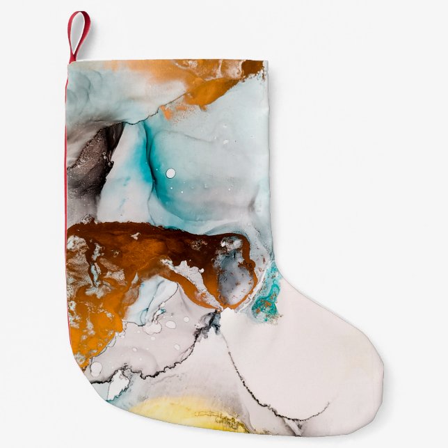 Calcetín Navideño Pequeño Imagen Decorativa. Pintura decorativa. Tinta alcoh (Anverso)