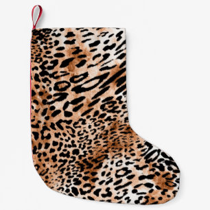 Calcetín Navideño Pequeño Impresión de leopardo africano sin problemas