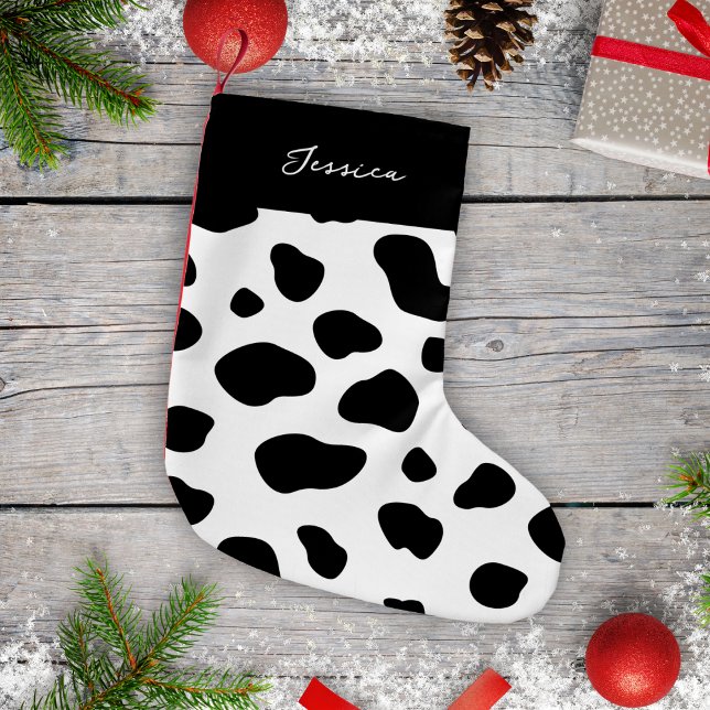 Calcetín Navideño Pequeño Impresión de vaca circular (Subido por el creador)