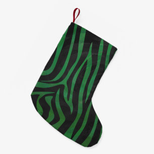 Calcetín Navideño Pequeño Impresión en negro y verde cebra