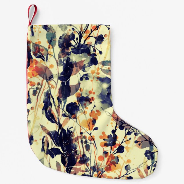 Calcetín Navideño Pequeño Impresiones de la Naturaleza: Floral deja sin inco (Anverso)