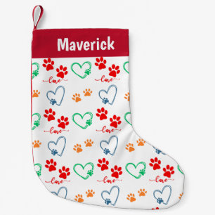Calcetín Navideño Pequeño IMPRESIONES DE PAPAS DE PERRO personalizadas y COR