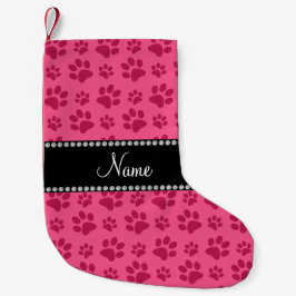 Calcetín Navideño Pequeño Impresiones personalizadas de pintas de perro rosa