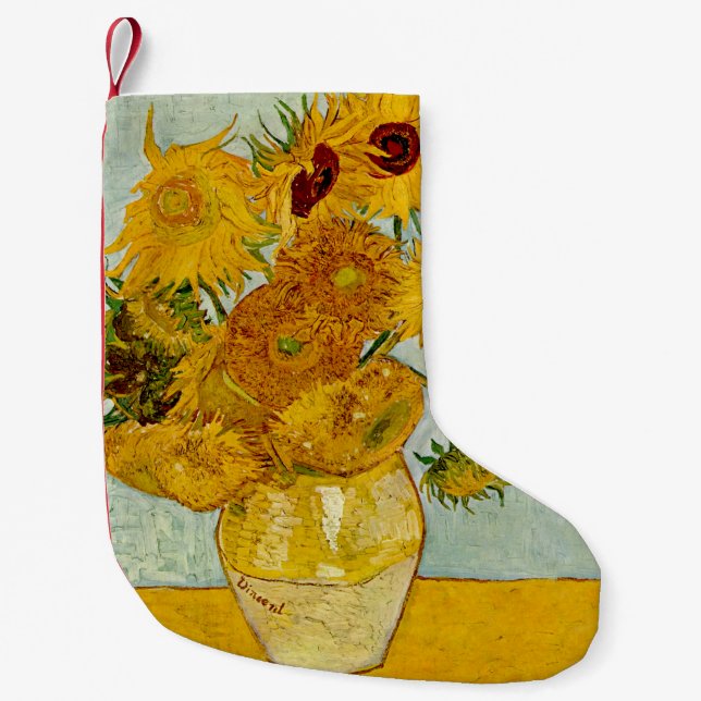 Calcetín Navideño Pequeño Impresionista de Vincent Van Gogh 12 Sunflowers (Anverso)