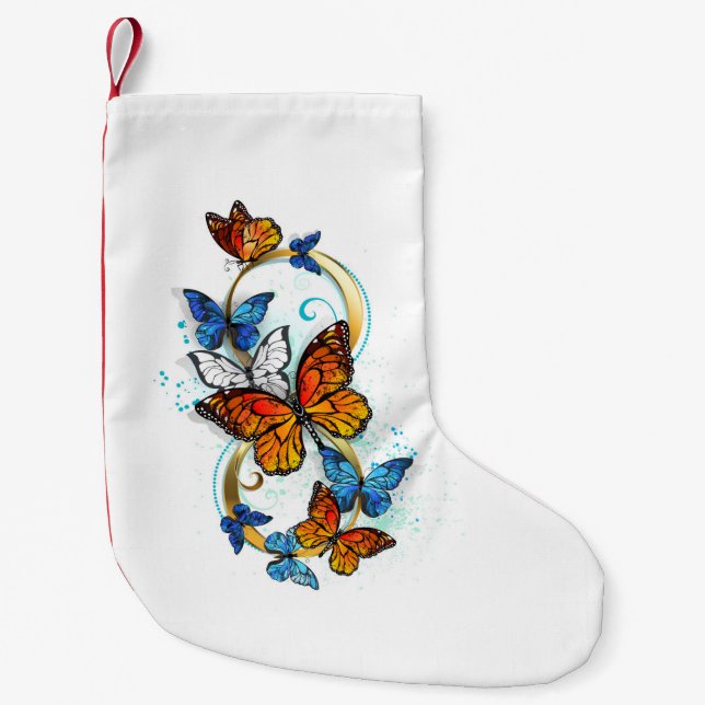 Calcetín Navideño Pequeño Infinidad de Mariposas Monarca (Anverso)