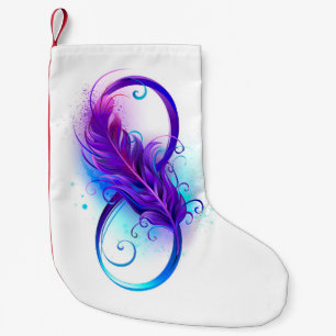 Calcetín Navideño Pequeño Infinito con pluma púrpura