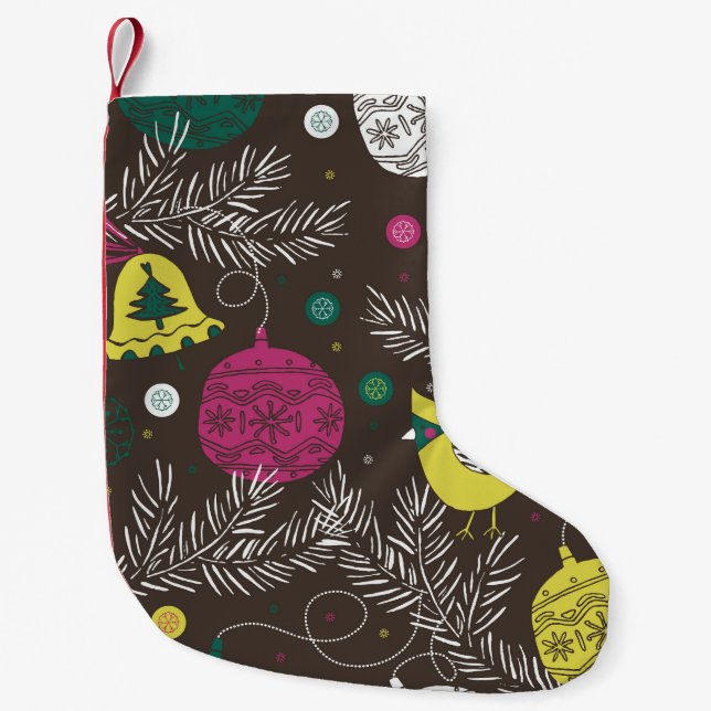 Calcetín Navideño Pequeño Invierno navidades: Patrón estacional. (Anverso)