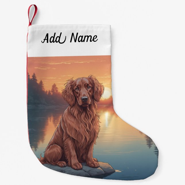 Calcetín Navideño Pequeño Irish Setter (Anverso)