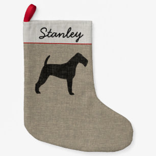 Calcetín Navideño Pequeño Irlandés Terrier Dog Silhouette Personalizado Faux