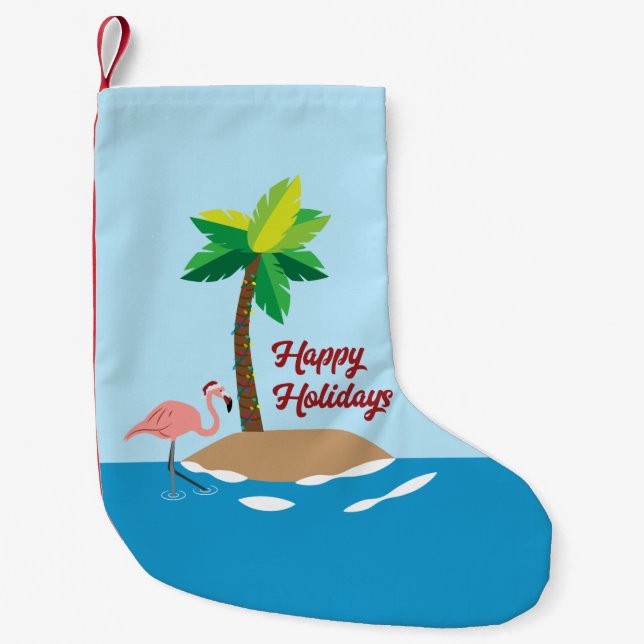 Calcetín Navideño Pequeño Isla de los Navidades Tropicales (Anverso)