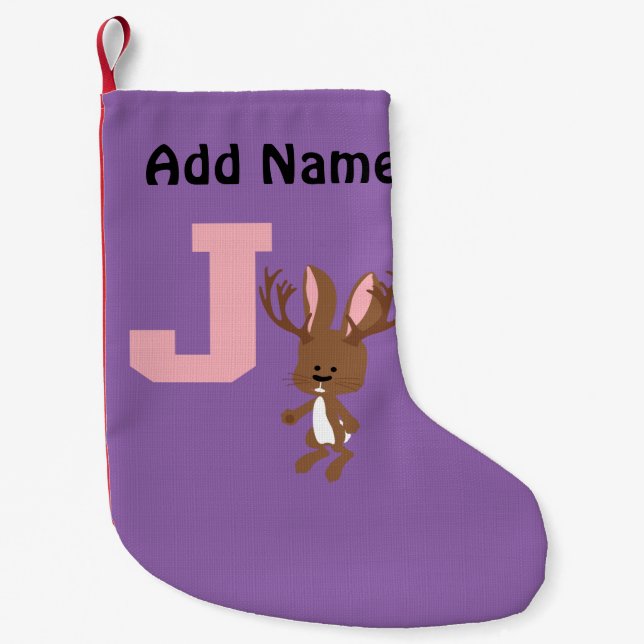 Calcetín Navideño Pequeño J es para jackalope (Anverso)