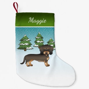 Calcetín Navideño Pequeño Jabalí Pelo de Alambre Dachshund Perro Bosque Inve