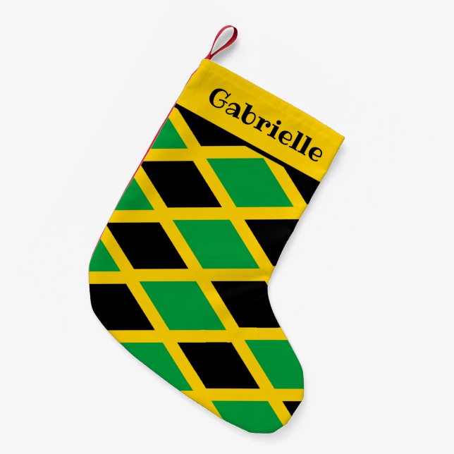 Calcetín Navideño Pequeño Jamaican Flag Patterned (Frente (Colgado))