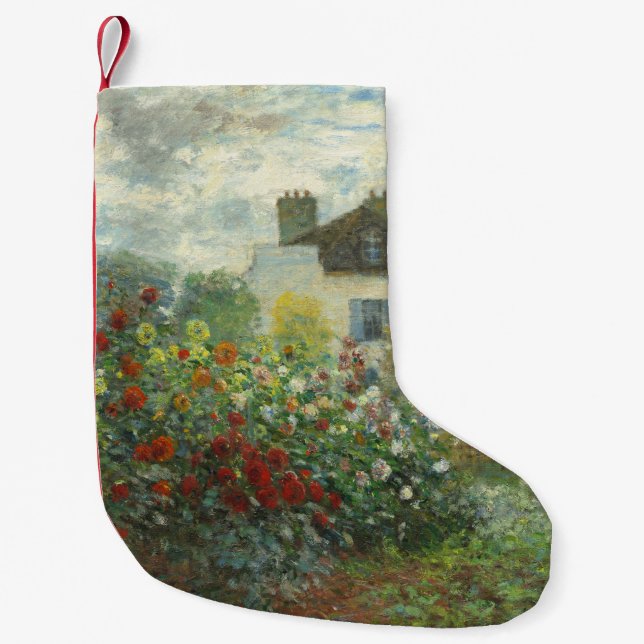 Calcetín Navideño Pequeño Jardín de artistas monet en pintura argentina (Anverso)