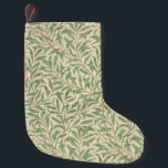 Calcetín Navideño Pequeño Jardín de Sauce de William Morris Flor Clásica<br><div class="desc">Este diseño botánico de rama de sauce (1887) está basado en el clásico dibujo original de William Morris (1834–1896) para su línea de papel pintado victoriano inglés. Un diseño de follaje exuberante y hermoso.</div>