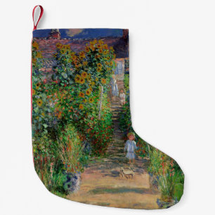 Calcetín Navideño Pequeño Jardín Monet Vetheuil Pintura Impresionista