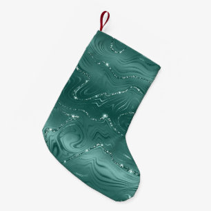 Calcetín Navideño Pequeño Jewel Green Emerald Purpurinoso Glitzy
