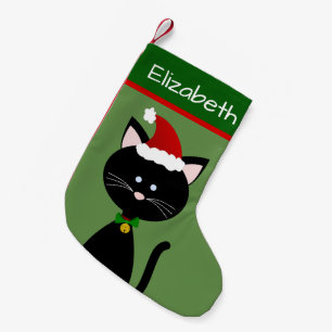 Calcetín Navideño Pequeño Jingle Bell Santa Black Kitty