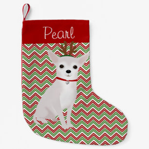 Calcetín Navideño Pequeño Jolly White Chihuahua personalizada