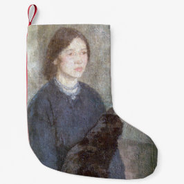 Calcetín Navideño Pequeño Joven sosteniendo un gato negro (de Gwen John)