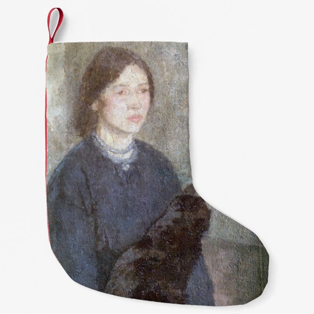 Calcetín Navideño Pequeño Joven sosteniendo un gato negro (de Gwen John) (Anverso)