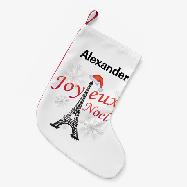 Calcetín Navideño Pequeño Joyeux Noel personalizado (Frente (Colgado))