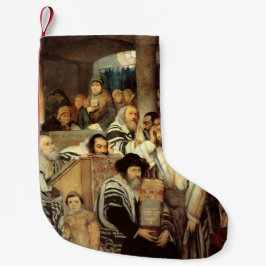 Calcetín Navideño Pequeño Judíos rezando en la sinagoga de Yom Kippur