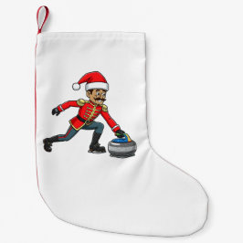 Calcetín Navideño Pequeño Jugador de Curling Cascanueces Deportes de Inviern