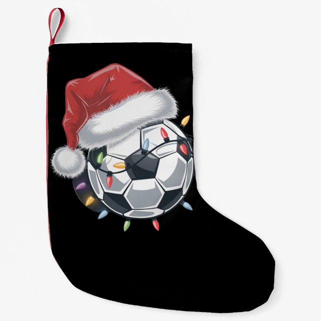 Calcetín Navideño Pequeño Jugador de fútbol de Santa Soccer Ball Sports Navi (Anverso)