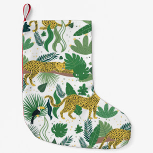 Calcetín Navideño Pequeño Jungla de leopardos: niños tropicales sin problema