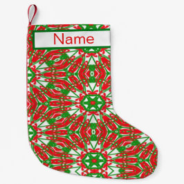 Calcetín Navideño Pequeño Kaleidoscopio rojo, verde y blanco