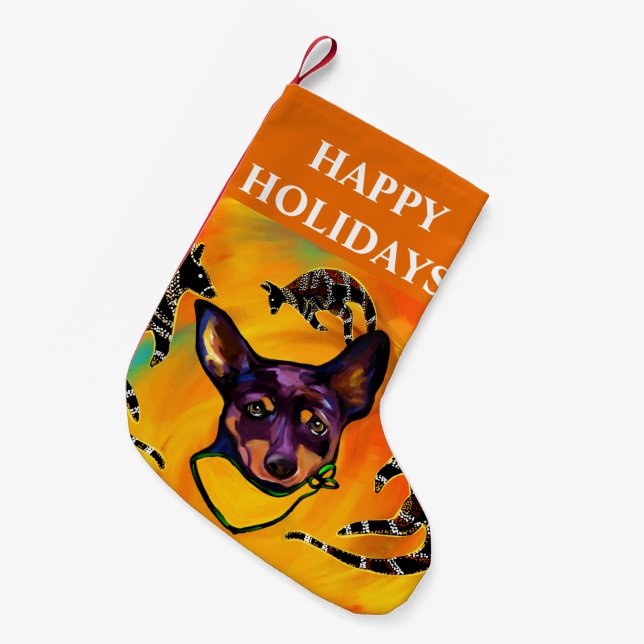CALCETÍN NAVIDEÑO PEQUEÑO KELPIE AUSTRALIANO (Frente (Colgado))