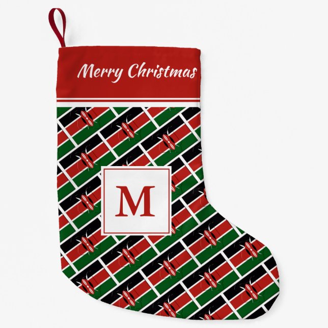 Calcetín Navideño Pequeño KENYA Flag MONOGRAM (Anverso)