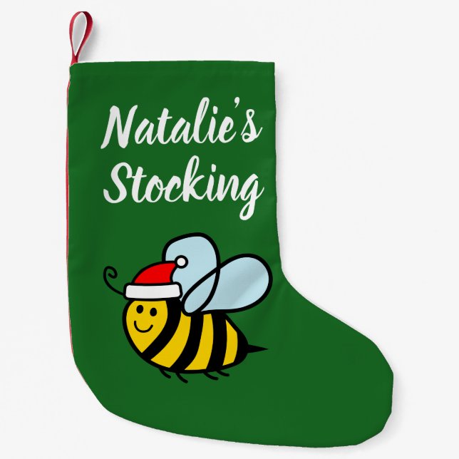 Calcetín Navideño Pequeño Kid's Christmas stocking with cute Santa bee (Anverso)