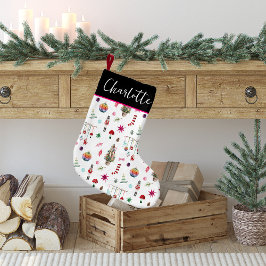Calcetín Navideño Pequeño Kitsch Navidad | Monograma Retro