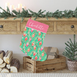 Calcetín Navideño Pequeño Kitschy Navideño Festivo Brillante | Monograma