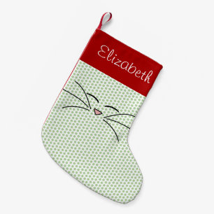 Calcetín Navideño Pequeño Kitty Face Personalizado Stocking