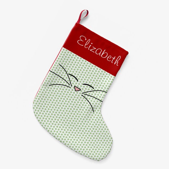 Calcetín Navideño Pequeño Kitty Face Personalizado Stocking (Frente (Colgado))