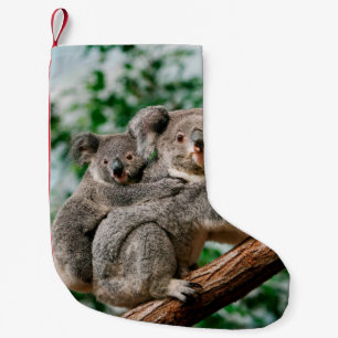 Calcetín Navideño Pequeño Koala, phascolarctos cinereus, hembra que te lleva