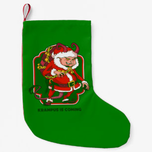 Calcetín Navideño Pequeño krampus de navidad feo está llegando divertido