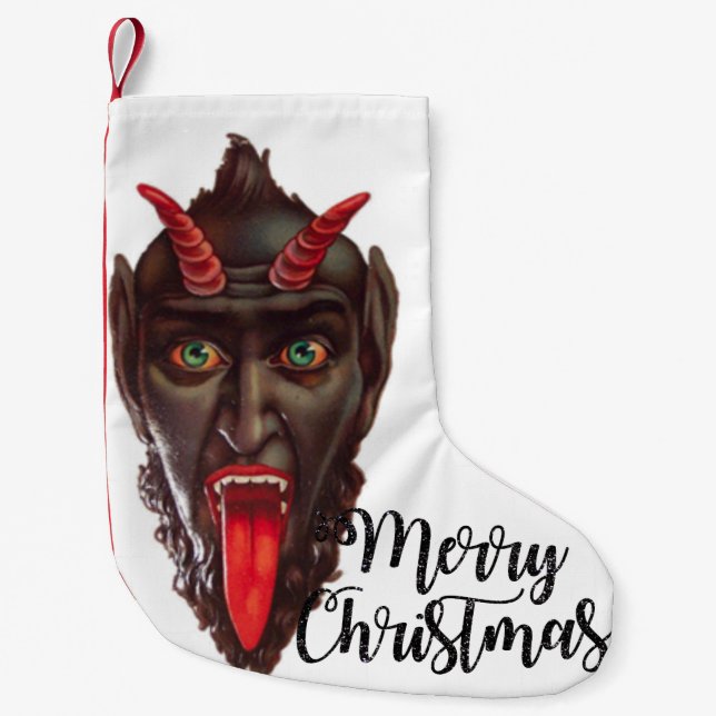 Calcetín Navideño Pequeño krampus merry christmas stock (Anverso)