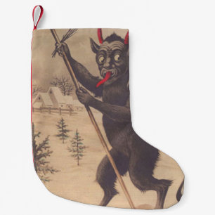 Calcetín Navideño Pequeño Krampus secuestra gente cambia esquí invierno