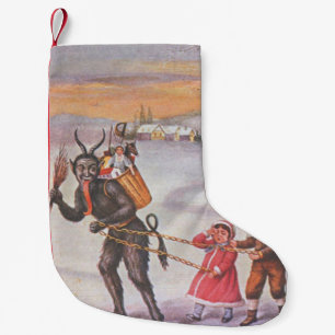 Calcetín Navideño Pequeño Krampus Secuestra Niños Juguetes Interruptor